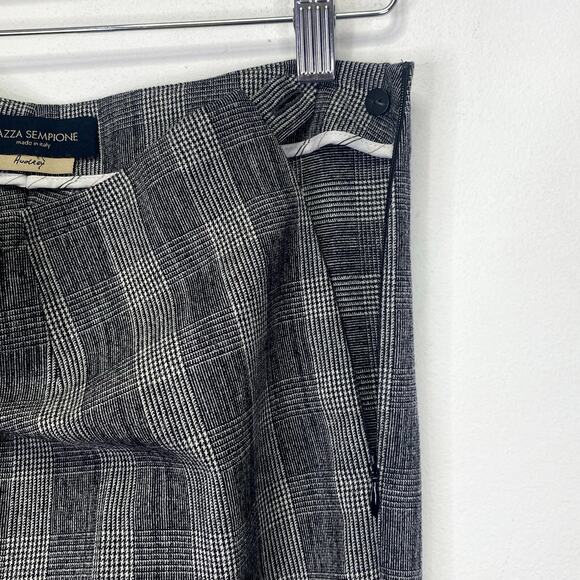 PIAZZA SEMPIONE Italy Glen Check Plaid Audrey Pants Gray Womens 8 Office Preppy - Picture 4 of 9